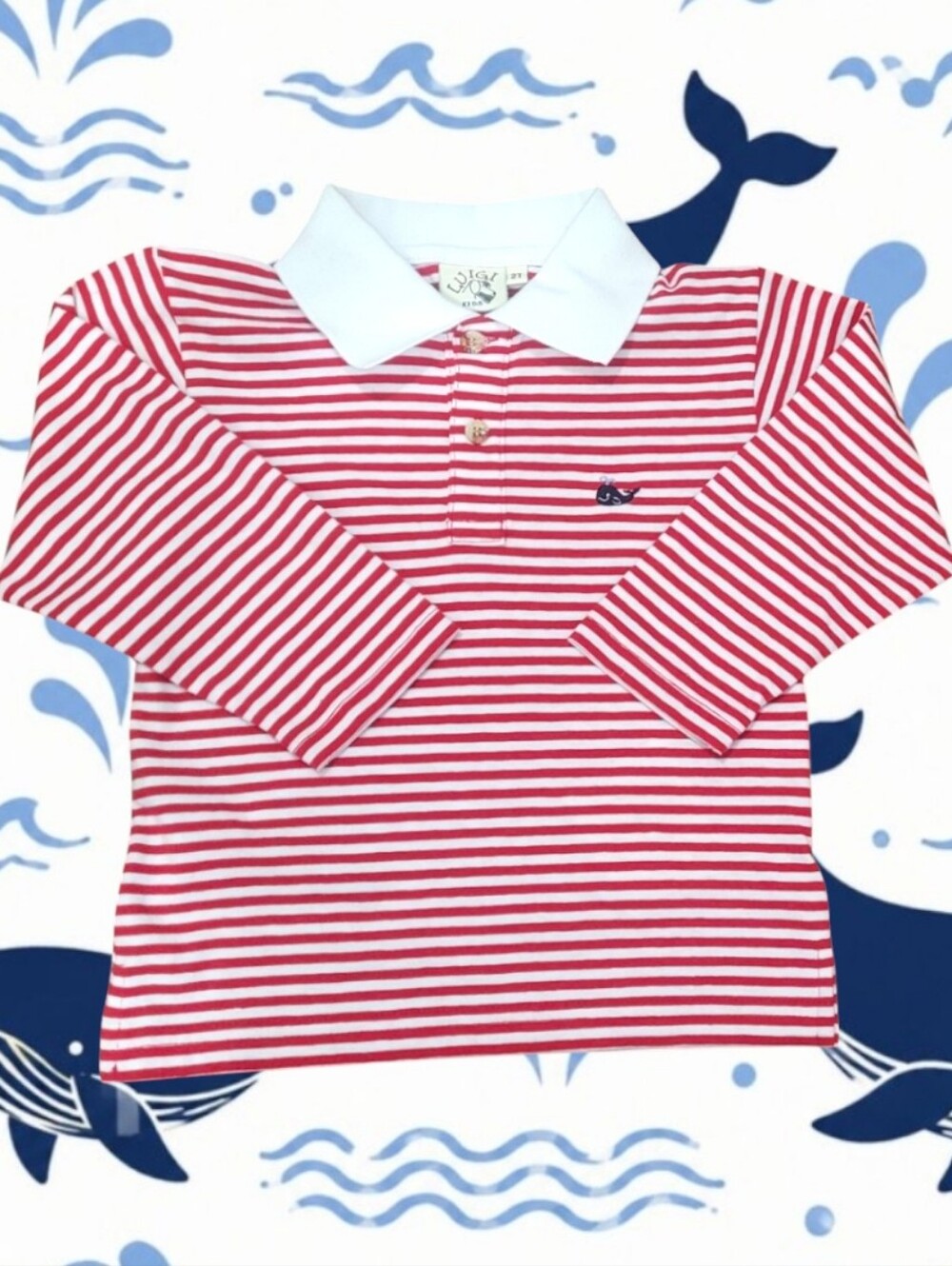 Luigi Kids Boy's Horizontal Striped Pullover Polo Top